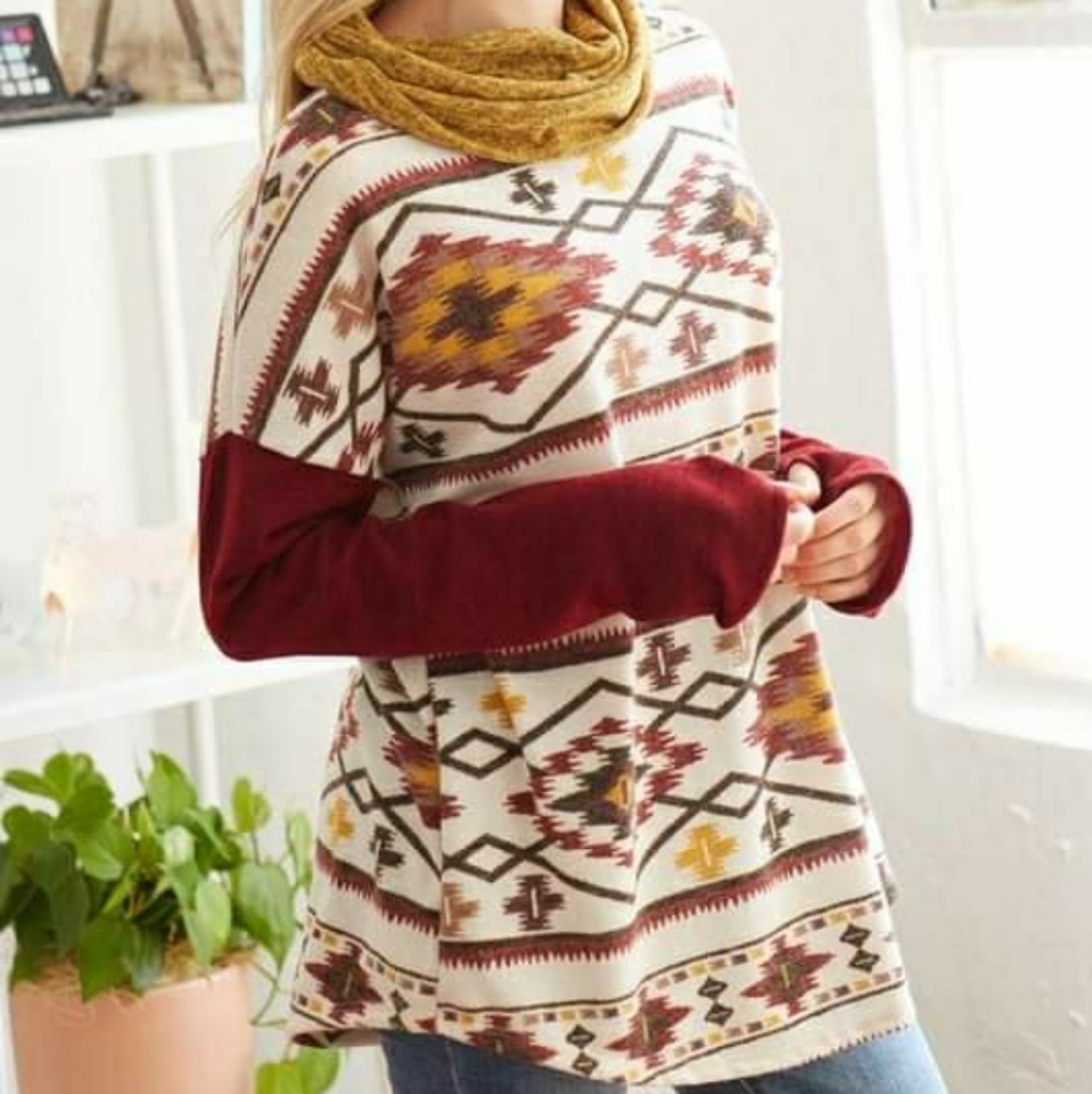 Aztec Cowlneck Sweater